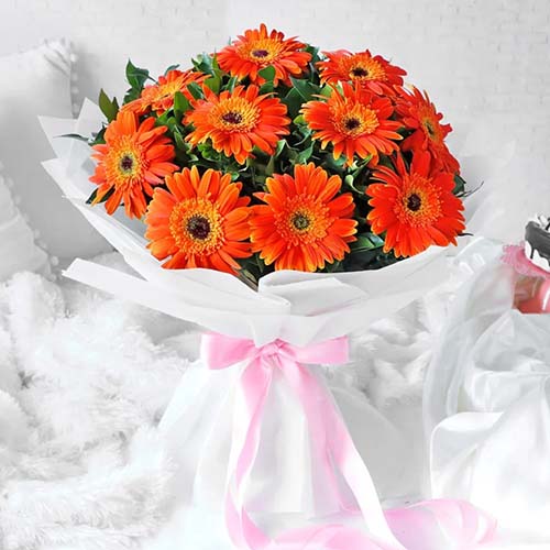 Delivery flowers online Vibrant Orange Gerbera Bouquet